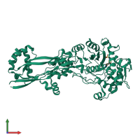 PDB entry 6g9f coloured by chain, front view.