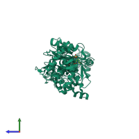 PDB entry 6g9f coloured by chain, side view.