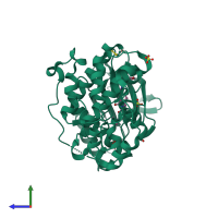 PDB entry 6g9h coloured by chain, side view.