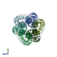 PDB entry 6g9l coloured by chain, side view.