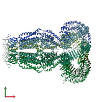 PDB entry 6g9o coloured by chain, front view.