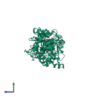 PDB entry 6g9p coloured by chain, side view.