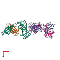 PDB entry 6g9q coloured by chain, top view.