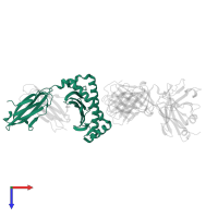 H-2 class I histocompatibility antigen, D-B alpha chain in PDB entry 6g9q, assembly 1, top view.