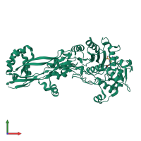 PDB entry 6g9s coloured by chain, front view.