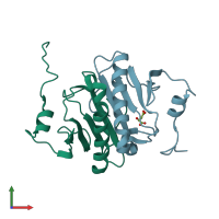 PDB entry 6g9z coloured by chain, front view.