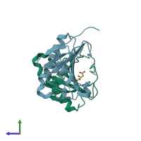 PDB entry 6g9z coloured by chain, side view.