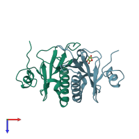 PDB entry 6g9z coloured by chain, top view.