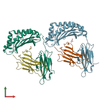 PDB entry 6gb6 coloured by chain, front view.