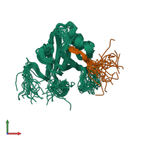 PDB entry 6gbe coloured by chain, ensemble of 20 models, front view.