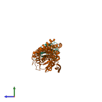 PDB entry 6gbg coloured by chain, side view.