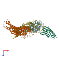 PDB entry 6gbh coloured by chain, top view.