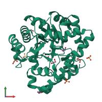 PDB entry 6gbj coloured by chain, front view.