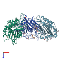 PDB entry 6gbx coloured by chain, top view.