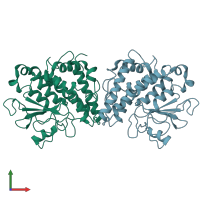 PDB entry 6gc9 coloured by chain, front view.