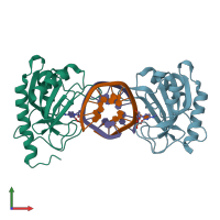 PDB entry 6gcf coloured by chain, front view.