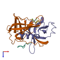 PDB entry 6gch coloured by chain, top view.