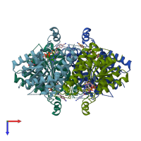 PDB entry 6gck coloured by chain, top view.