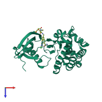 PDB entry 6gcr coloured by chain, top view.