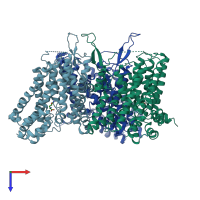 PDB entry 6gct coloured by chain, top view.