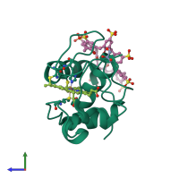 PDB entry 6gd7 coloured by chain, side view.