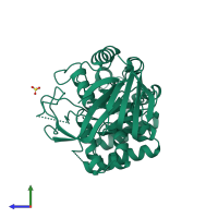 PDB entry 6gdf coloured by chain, side view.