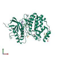 PDB entry 6gdm coloured by chain, front view.