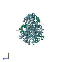 PDB entry 6gdy coloured by chain, side view.