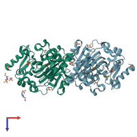 PDB entry 6gdy coloured by chain, top view.