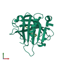 PDB entry 6ge7 coloured by chain, front view.