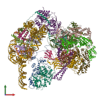 PDB entry 6gej coloured by chain, front view.