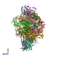 PDB entry 6gej coloured by chain, side view.