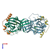 PDB entry 6gek coloured by chain, top view.