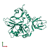 PDB entry 6geu coloured by chain, front view.