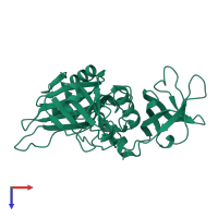 PDB entry 6geu coloured by chain, top view.