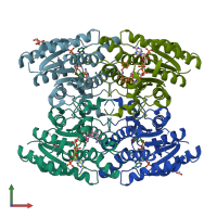 PDB entry 6gex coloured by chain, front view.