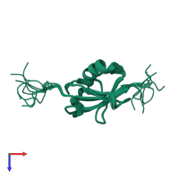 PDB entry 6gf2 coloured by chain, ensemble of 10 models, top view.