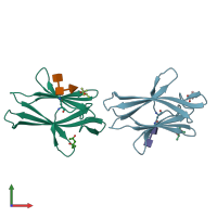 PDB entry 6gf8 coloured by chain, front view.