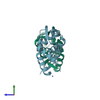 PDB entry 6gfb coloured by chain, side view.