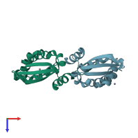 PDB entry 6gfb coloured by chain, top view.