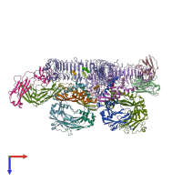 PDB entry 6gff coloured by chain, top view.