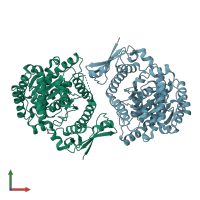 PDB entry 6gfl coloured by chain, front view.
