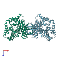 PDB entry 6gfl coloured by chain, top view.