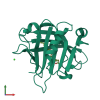 PDB entry 6gfs coloured by chain, front view.