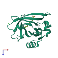 PDB entry 6gfs coloured by chain, top view.