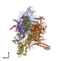 PDB entry 6gfw coloured by chain, side view.