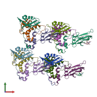 PDB entry 6gfy coloured by chain, front view.