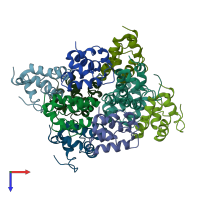 PDB entry 6ggs coloured by chain, top view.