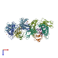 PDB entry 6gh4 coloured by chain, top view.