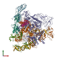 PDB entry 6gh5 coloured by chain, front view.